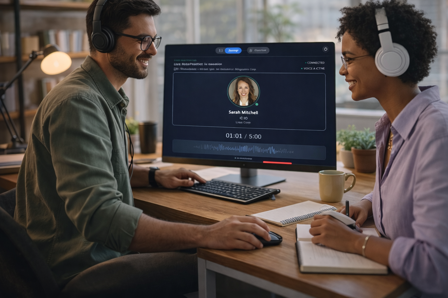 Sales professional practicing