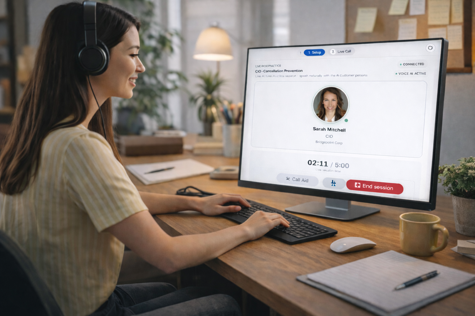 Sales professional practicing